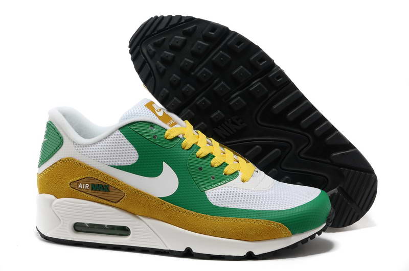 Air Max 90 Hyperfuse Fourrure Chaussures Femmes Blanc Vert Jaune